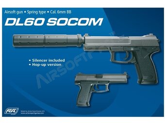 Airsoft pistole DL60 SOCOM s tlumičem - 3
