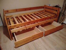postel s přistýlkou a dvěma šuplíky, borový masiv - 3