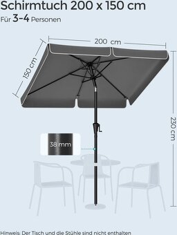 Slunečník Songmics 200x150 cm nový + balkónový držák - 3