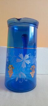 Modrá sada malovaných skleniček a džbánu - 3