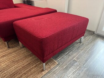 Červená rohová sedačka + bobík - 3