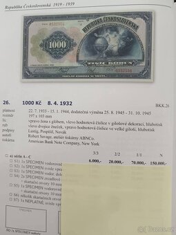 1000 Kč 1932 Neperforovaná - Vzácná - 3