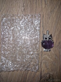 Nový bižu přívěsek sova s ametystem - 3