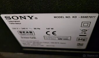 LCD TV Sony Bravia KD-55XE7077+DO, na náhradní díly - 3