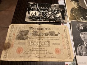 staré německé foto + knížka a bankovka válečné - 3
