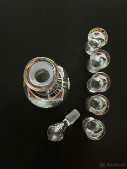 Starožitná likérová sada - karafa a 5x panák - 3