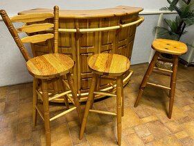 Dřevěný bar a 3 barové židle, masiv borovice - 3
