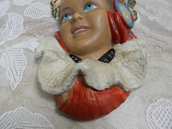 Krásná ručně malovaná Art Deco Maska Děvčátko Dívka Čechy - 3