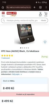 Top excelentní Rarita HTC Hero Black stav nového kusu - 3