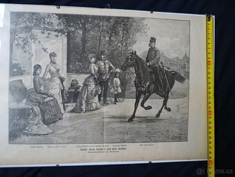 Dřevoryt z novin z roku 1888 (F.J. I. s rodinou) - 3