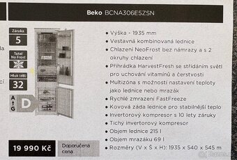 Nová veliká vest. lednice BEKO BCNA306E5ZSN - 5 let záruka - 3