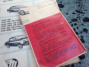 Seznam dílů + údržba a opravy ŠKODA 1000MB - 3
