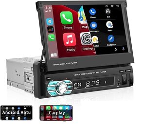Autorádio Bluetooth 1 Din Carplay&Android Auto výsuvný displ - 3