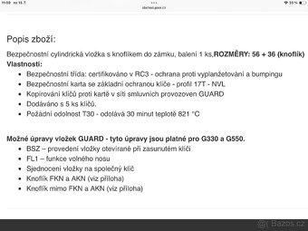 Bezpečnostní oboustranná cylindrická vložka GUARD + karta - 3