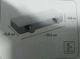 Termostatická sprchová baterie - černé sklo/chrom - 3
