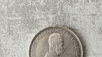 Stříbrná mince 1 koruna 1896 příchod Maďarů - AG střibro. - 3