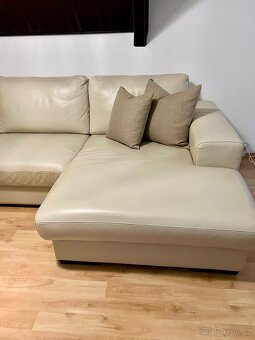 Kožený gauč béžový - 3