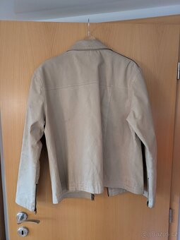 Béžová kožená bunda Chevirex s pruhy - 3