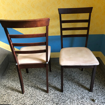 2ks jídelní kuchyňské židle. Dřevěná s polstrováním - 3