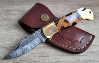 kapesní Damaškový nůž CLASSIC 16,5cm s koženým pouzdrem, ruč - 3