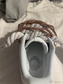 Nike air force 1 bílé rope laces a zlaté třpytivé tkaničky - 3