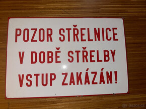 RETRO smaltovaná cedule POZOR STŘELNICE 60x40 cm - 3