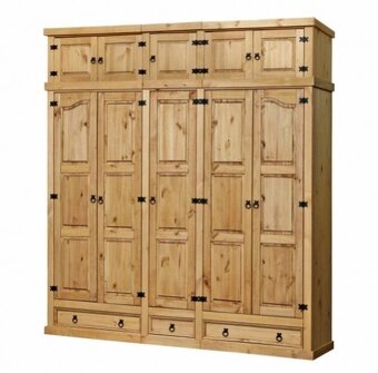 Dřevěná skříň 5dveřová CORONA vosk 162819 - 3