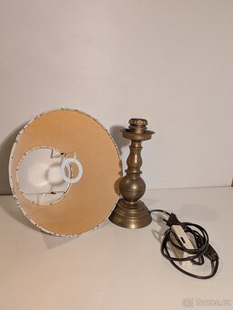 mosazná lampa lampička se stmívačem pěkné stínidlo - 3