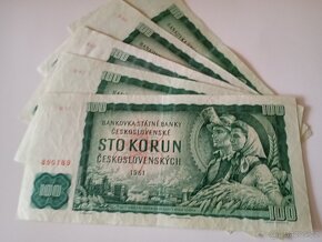 BALIČEK 100 KUSŮ BANKOVEK 100 KČS 1961, POUZE VZÁCNĚJŠÍ SÉRI - 3