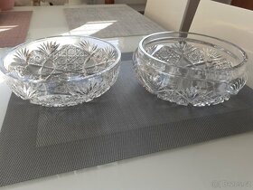 Křišťál - krásné broušené sklo - dóza/mísa a tác - 3