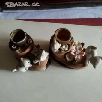 2 x keramické botky na svíčku - 3