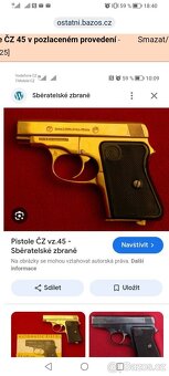 Pistole ČZ 45 v pozlaceném provedení - 3