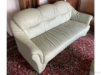 Luxusní kožená sedací souprava 3+1+taburet, 1900 - 3