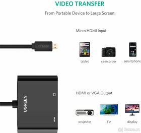 MicroHDMI hub s porty Hdmi,Vga,jack 3.5mm,microUsb - 3