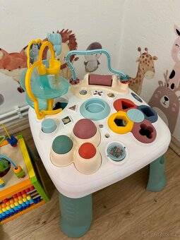 Interaktivní Little Smoby stolek, dřevěné chodítko, kostka - 3