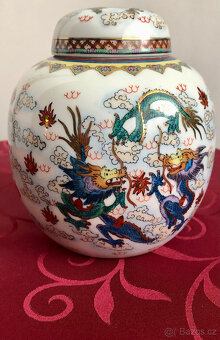 Porcelánová čínská dóza s víčkem, obsah 1,2 litru - 3