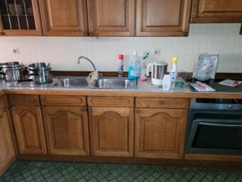 Rustikální dubová linka do U se spotřebiči,6236 - 3