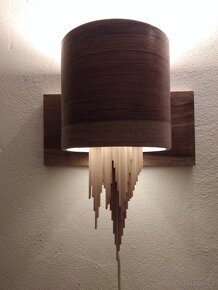 Lampa raketa, dýha orech,masivní drevo - 3
