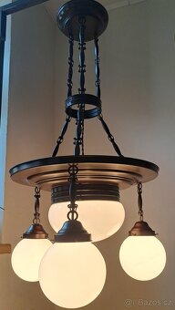 Starožitný secesní lustr, patinovaná mosaz, secese.. - 3