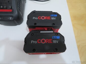 2 x zánovní baterie Bosch Pro Core 18V/ 5.5Ah + nabíječka - 3