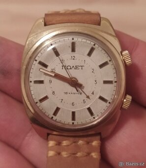 LUXUSNÍ hodinky POLJOT s mechanickým budíkem СССР 👍👍👍 - 3