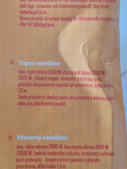 Topný ventilátor, 2000W - 3