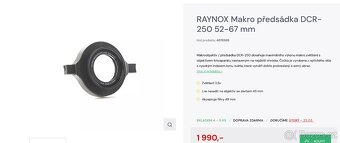 RAYNOX Makro předsádka DCR-250 52-67 mm - 3