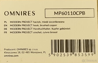 Omnires MP60110CPB Háček, kartáčovaná měď - 3