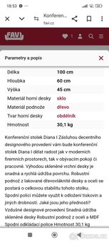 Konferenční stolek -černý se sklem - 3