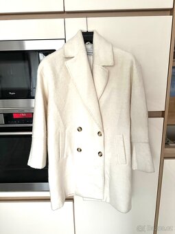 Krémový vlneny zimni kabat Reserved vel L - 3