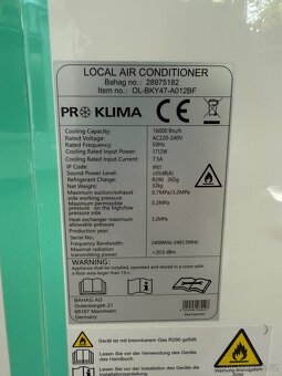 Mobilní klimatizace Pro Klima – 16 000 BTU - 3