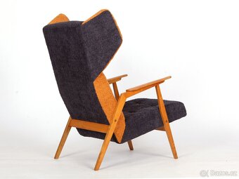Nově přečalouněné retro křeslo "Ušák" - 3