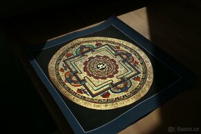 Ručně malovaná tibetská mandala thangka z Indie 3 - 3