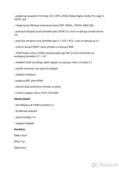 Audio Extractor HDMI 5.1 ARC 6xRCA Bluetooth Ovladač - 3